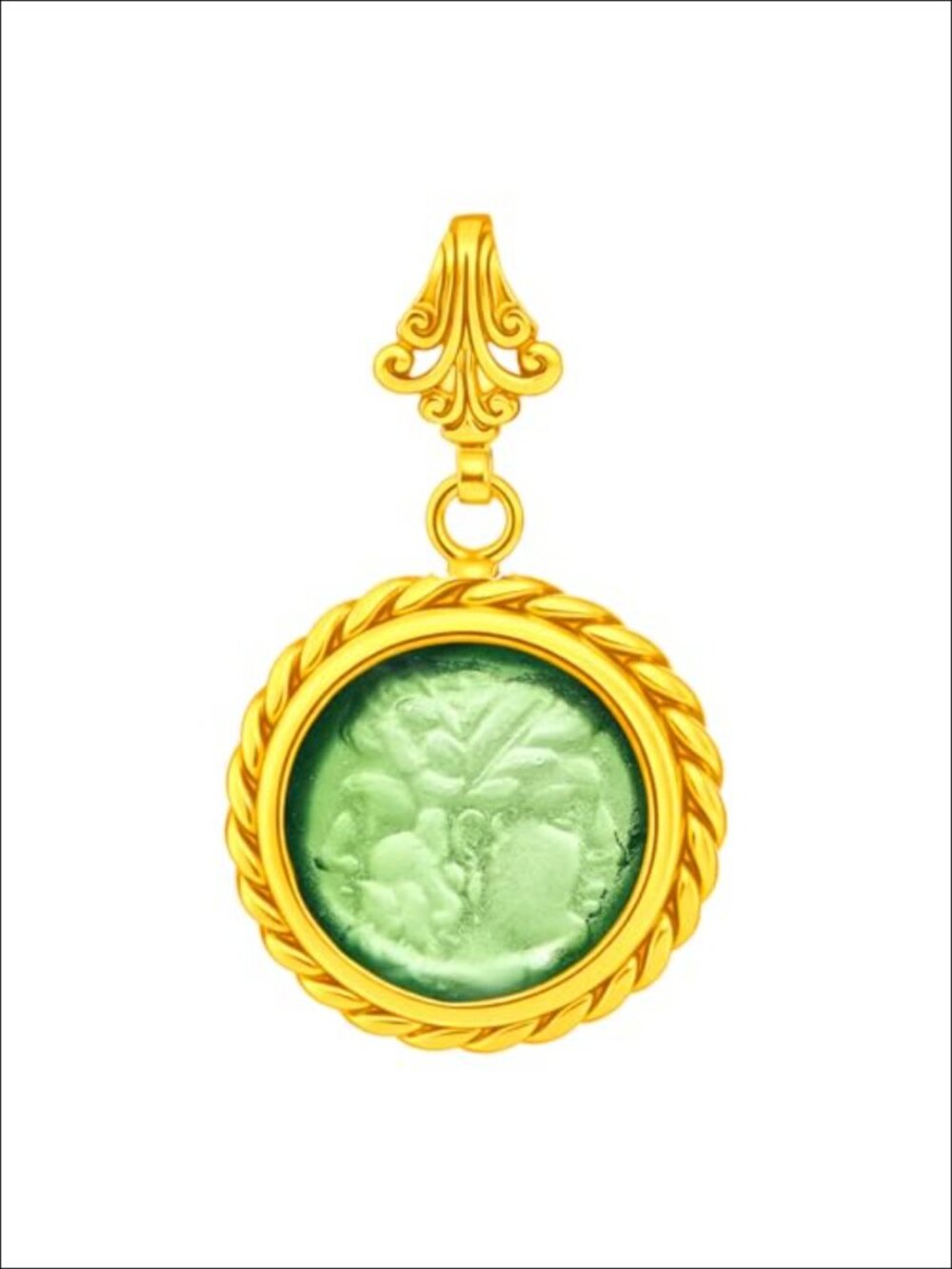 Sterling Silver Janus Intaglio Pendant 24K Gold Vermeil Ancient Coin Necklace